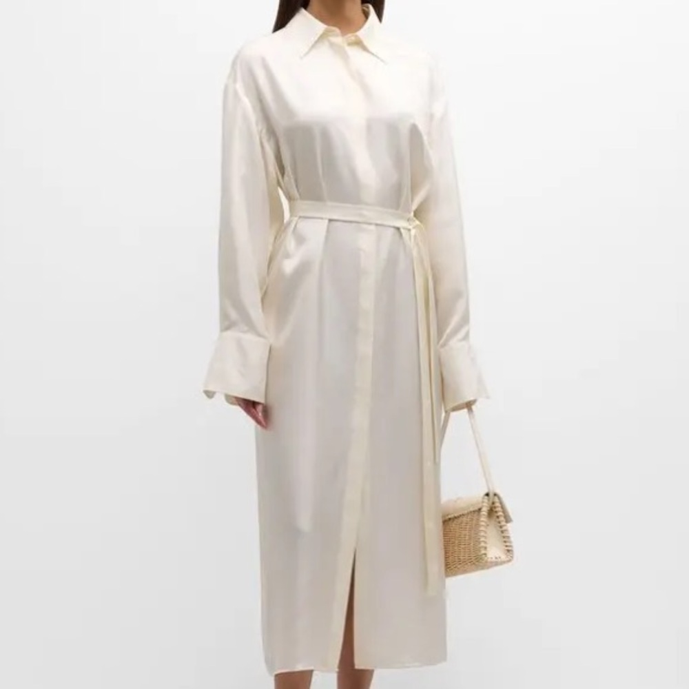 Rohe Silk Open Back Wrap Dress 100% Silk Cream Size Large